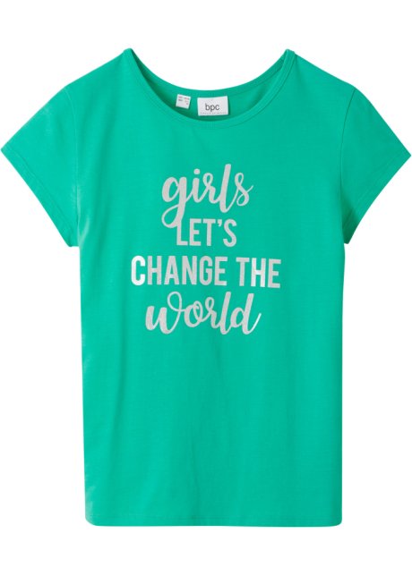 Mädchen T-Shirt aus Bio-Baumwolle in grün von vorne - bpc bonprix collection