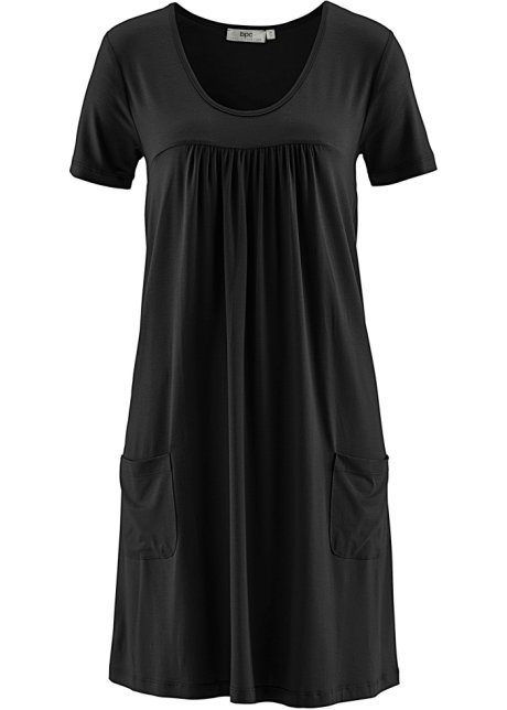 Ausgestelltes Mini- Jerseykleid in schwarz von vorne - bpc bonprix collection