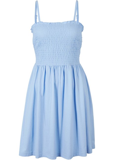 Jersey-Kleid mit verstellbaren Trägern in blau von vorne - bpc bonprix collection