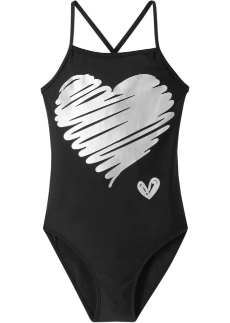 Mädchen Badeanzug in schwarz von vorne - bpc bonprix collection