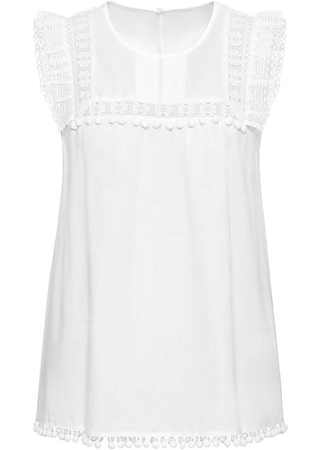 Bluse Mit Spitze Weiss Damen Bonprix De