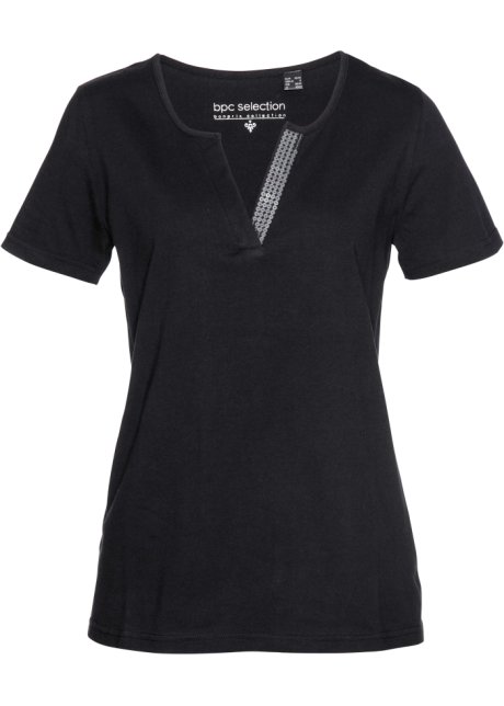 T-Shirt mit Pailletten in schwarz von vorne - bpc selection