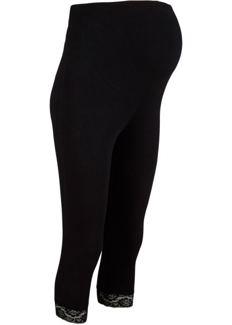 Umstands-Leggings aus Bio-Baumwolle mit Spitze  in schwarz von der Seite - bpc bonprix collection