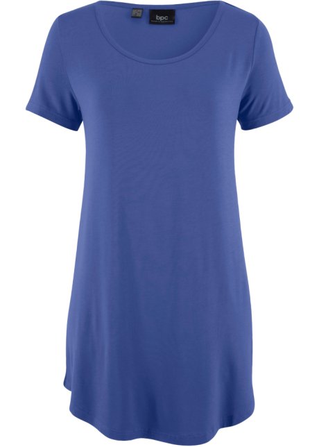 Longshirt aus nachhaltiger Viskose, kurzarm in blau von vorne - bpc bonprix collection