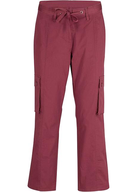 Gerade Geschnittene 7 8 Hose Mit Krempelbaren Beinen Und Seitlichen Cargo Taschen Bordeaux