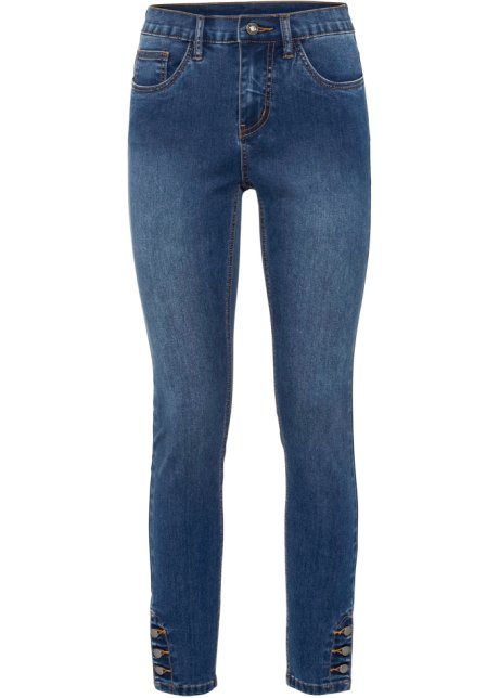 Jeans Im 5 Pocket Stil Mit Angesetzten Knopfen Am Hosenbein Blue Stone