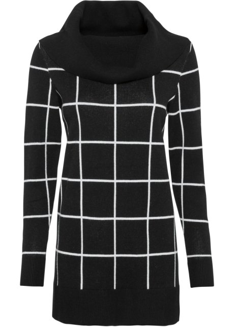 Long-Pullover in schwarz von vorne - BODYFLIRT