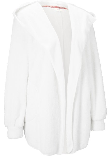 Kuschel-Fleece Jacke in weiß von vorne - bpc bonprix collection