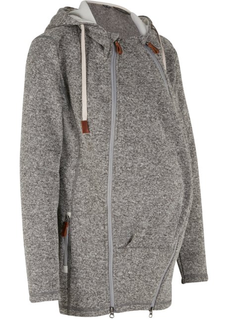 Fleece-Tragejacke / Fleece-Umstandsjacke in grau von der Seite - bpc bonprix collection