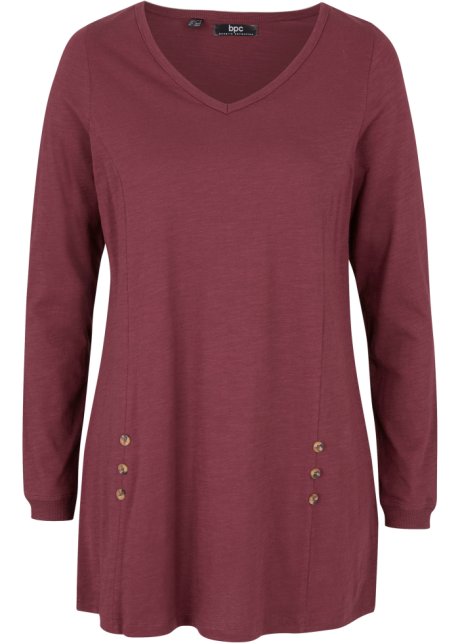 Baumwoll-Longshirt in A-Linie in rot von vorne - bpc bonprix collection