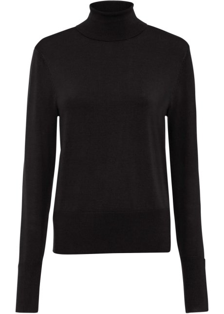 Feinstrick-Pullover in schwarz von vorne - BODYFLIRT