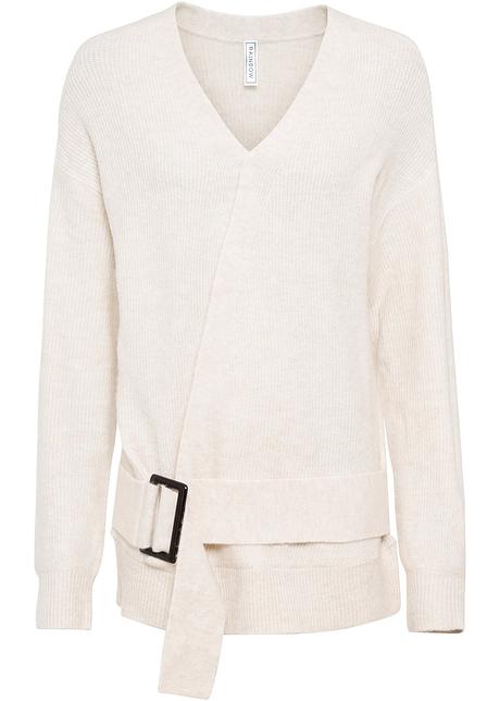 strickpullover in wickeloptik