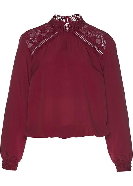 Geschmackvolle Bluse Mit Spitzeneinsatzen Von Bpc Selection Premium Kastanienrot