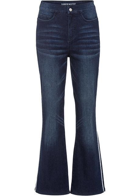 Schlagjeans Mit Seitlichem Streifen Dark Denim Damen Bonprix De