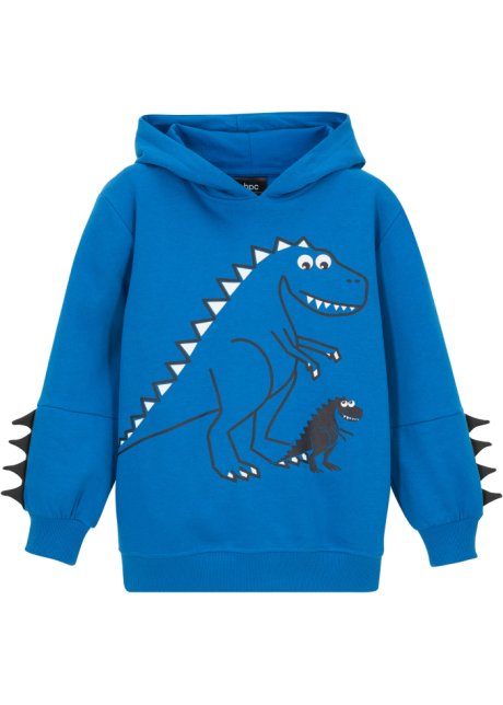 Jungen Kapuzensweatshirt Dino aus Bio-Baumwolle in blau von vorne - bpc bonprix collection