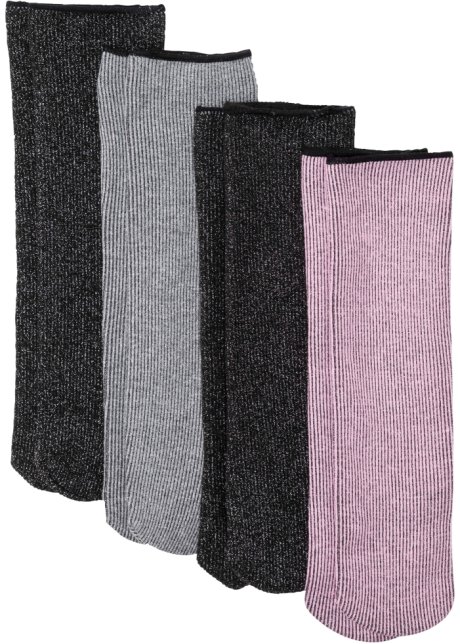 Thermo Socken Glitzergarn (4er Pack) in schwarz - bpc bonprix collection