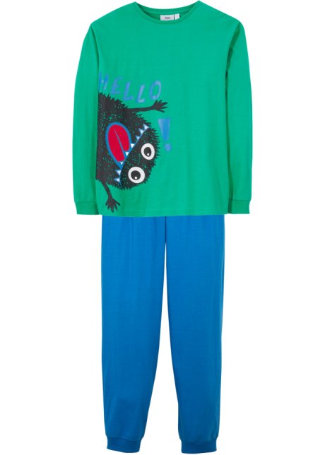 Jungen Pyjama (2-tlg. Set) in grün von vorne - bpc bonprix collection