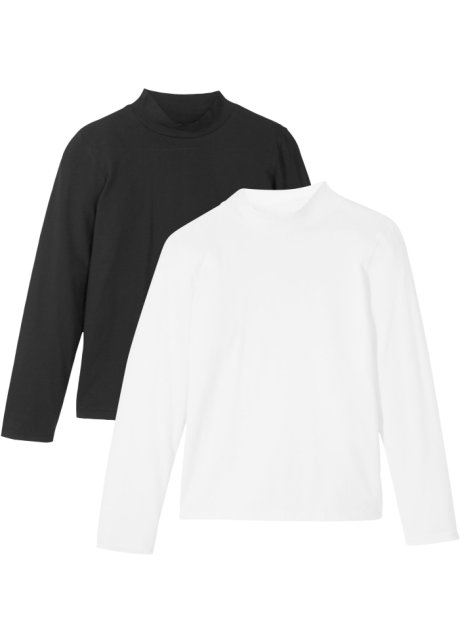 Mädchen Rollkragen-Shirt (2er-Pack) Bio-Baumwolle in weiß von vorne - bpc bonprix collection
