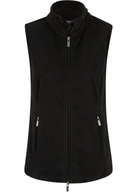 Fleece-Weste mit Taschen in schwarz von vorne - bpc bonprix collection