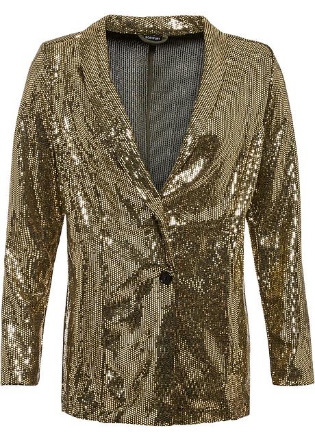 Eleganter Blazer Mit Pailletten Gold