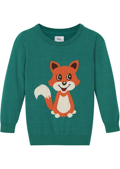 Niedlicher Strickpullover Mit Fuchs Motiv Smaragd