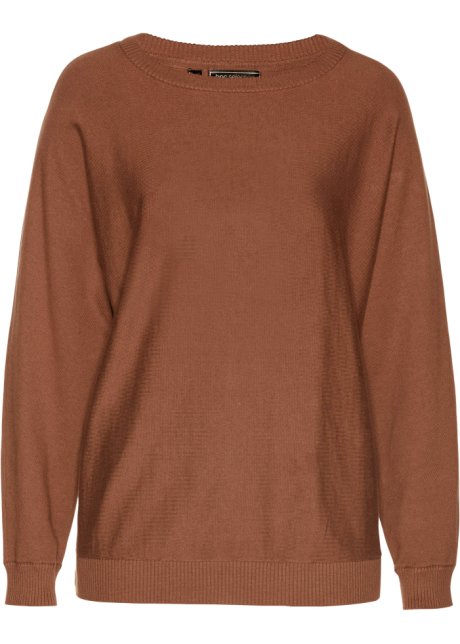 Pullover mit Fledermausärmeln in braun von vorne - bpc selection