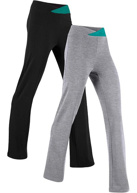 Baumwoll-Sporthose, Bootcut (2er Pack) in grau von der Seite - bpc bonprix collection