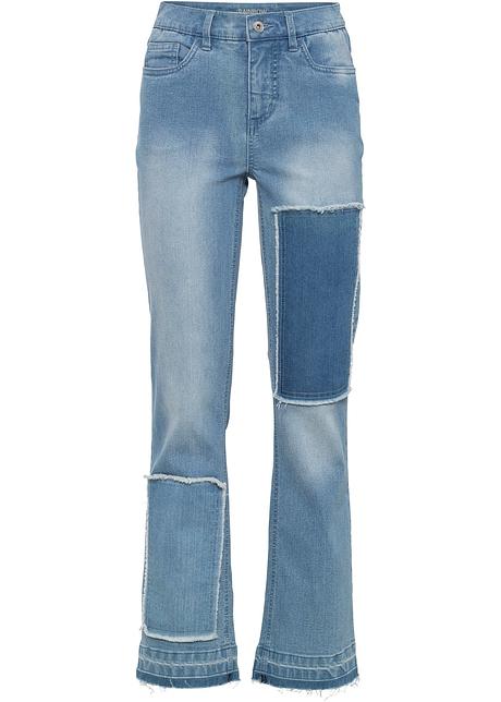 Verkurzte Patchwork Jeans Blue Bleached Damen Bonprix De