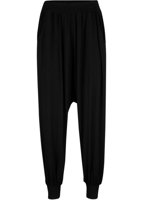 Jersey-Haremshose mit Komfortbund und Taschen in schwarz von vorne - bpc bonprix collection