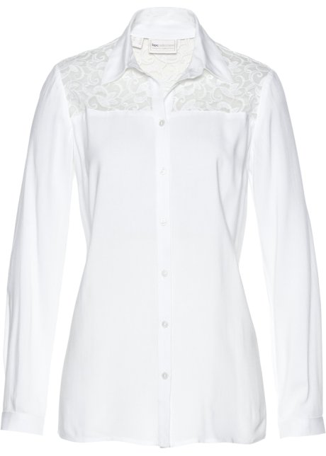 Bluse mit Spitze in weiß von vorne - bpc selection