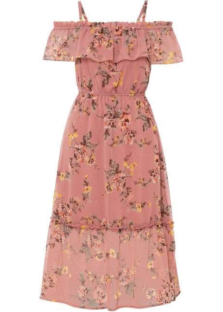 Off-Shoulder-Kleid, Kurzgröße in rosa von vorne - BODYFLIRT