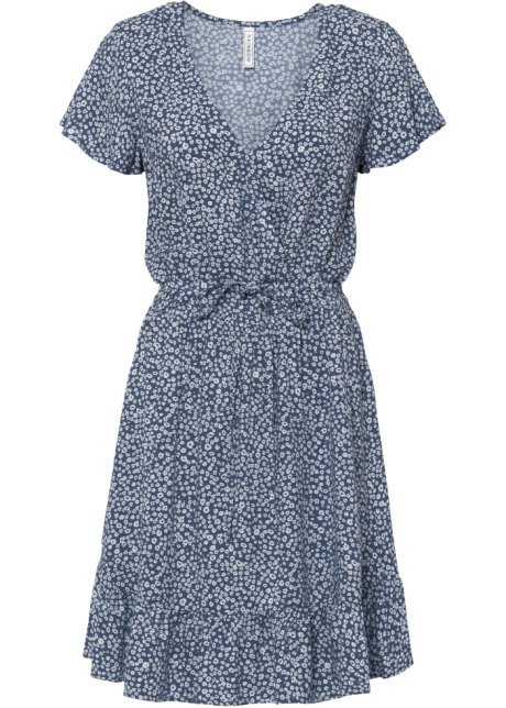Kleid aus nachhaltiger Viskose in blau von vorne - RAINBOW