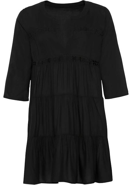 Modernes Kleid Im Tunika Stil Mit Hochwertiger Spitze Schwarz 