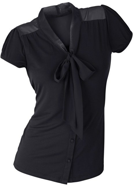Shirtbluse mit Schluppe in schwarz - BODYFLIRT