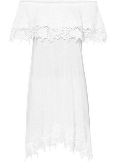 Carmen-Kleid in weiß von vorne - BODYFLIRT