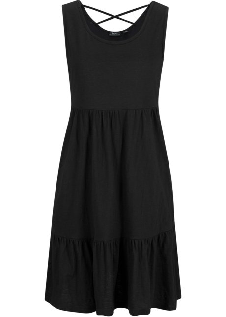 Jerseykleid mit Volants und Rückendetail in schwarz von vorne - bpc bonprix collection
