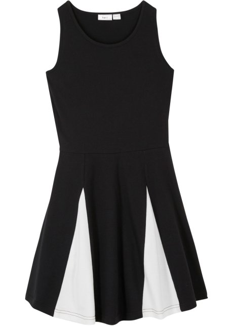 Mädchen Jerseykleid mit Einsätzen aus Bio-Baumwolle in schwarz von vorne - bpc bonprix collection