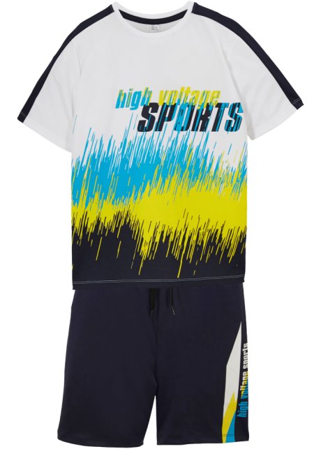 Jungen Sportshirt und Hose (2-tlg.Set) in weiß von vorne - bpc bonprix collection