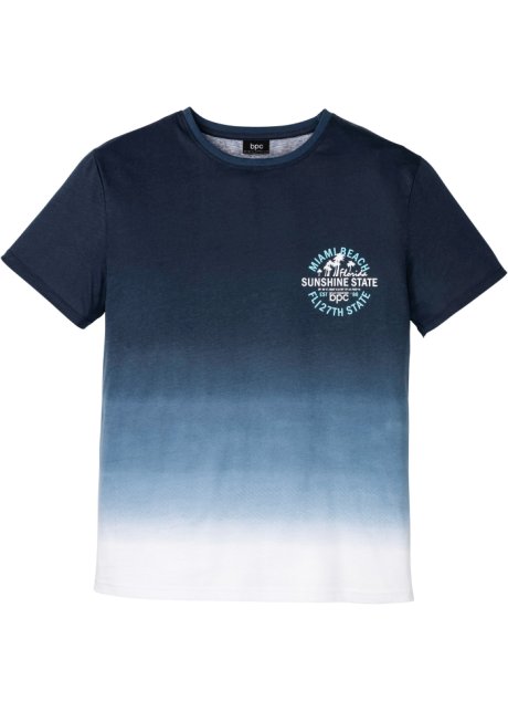 T-Shirt mit Farbverlauf in blau von vorne - bpc bonprix collection