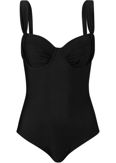 Shape Bügel Badeanzug leichte Formkraft in schwarz von vorne - bpc selection