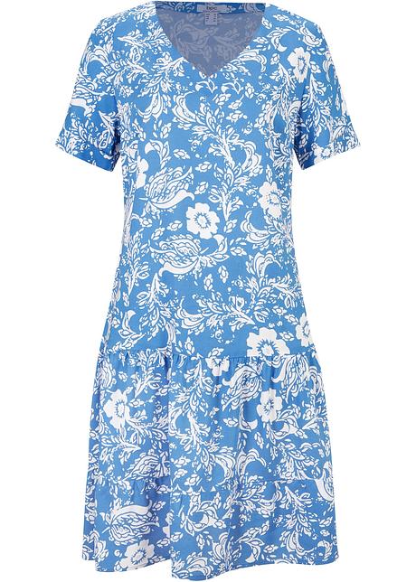 Geblumtes Kleid Aus Weichem Material Gletscherblau Floral 