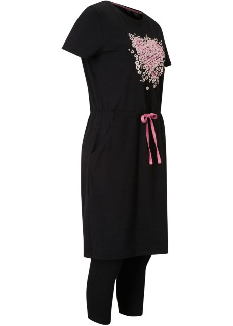 Kleid und 3/4-Leggings (2-tlg.Set)  in schwarz von vorne - bpc bonprix collection