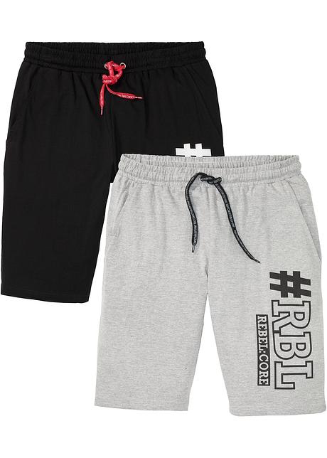 Jersey-Bermuda (2er Pack), Regular Fit in schwarz von vorne - RAINBOW