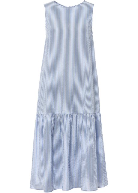 Kleid mit Bindebändern, Petite in blau von vorne - BODYFLIRT