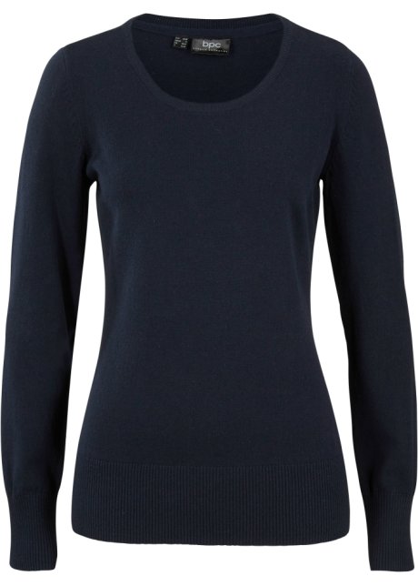 Basic Pullover mit recycelter Baumwolle in blau von vorne - bpc bonprix collection
