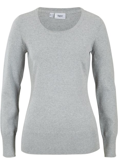 Basic Pullover mit recycelter Baumwolle in grau von vorne - bpc bonprix collection