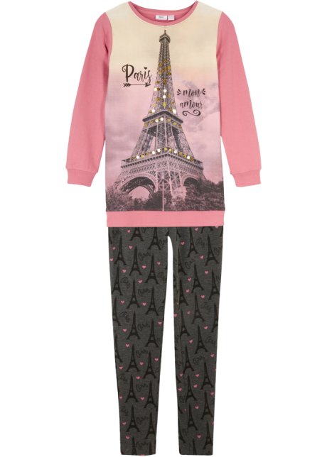 Mädchen Sweatshirt + Leggings (2-tlg. Set) in rosa von vorne - bpc bonprix collection