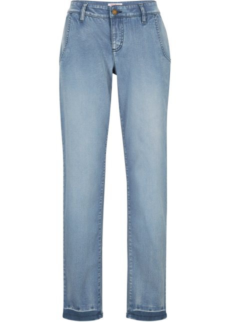 Soft-Stretch-Jeans im Chinostil, verkürzt in blau von vorne - John Baner JEANSWEAR