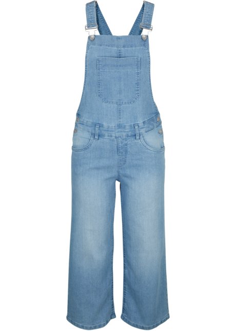 Komfort-Stretch-Jeans-Latzhose, Wide in blau von vorne - John Baner JEANSWEAR
