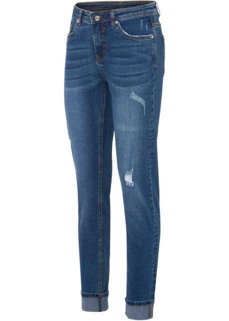 Jeans mit umgeschlagenem Bein in blau von der Seite - BODYFLIRT